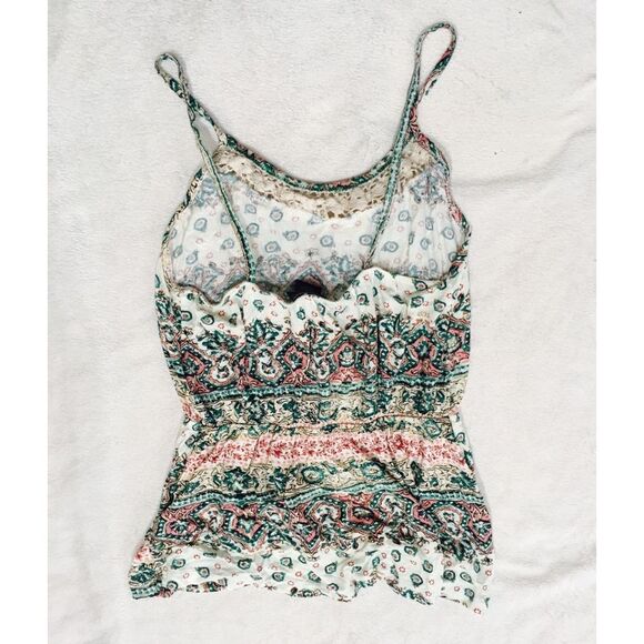 Rue 21 teal, coral, and cream lace detail boho tank | Sz S - Picture 4 of 5